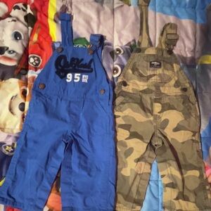 OshKosh B'gosh Blue and Camo Overalls, pick 1 for 15 or both for 20!